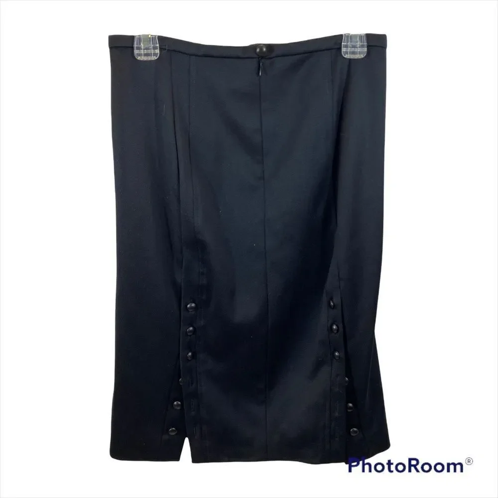 Unbranded Black Vintage‎ Pencil Skirt Back Button Panel Size Small